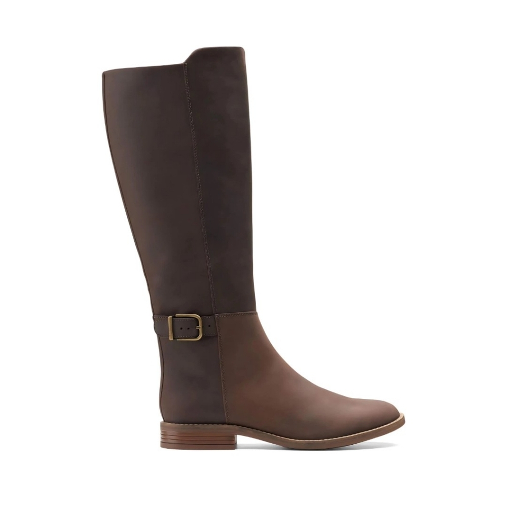 Clarks Camzin Dark Brown Leather Riding Boots